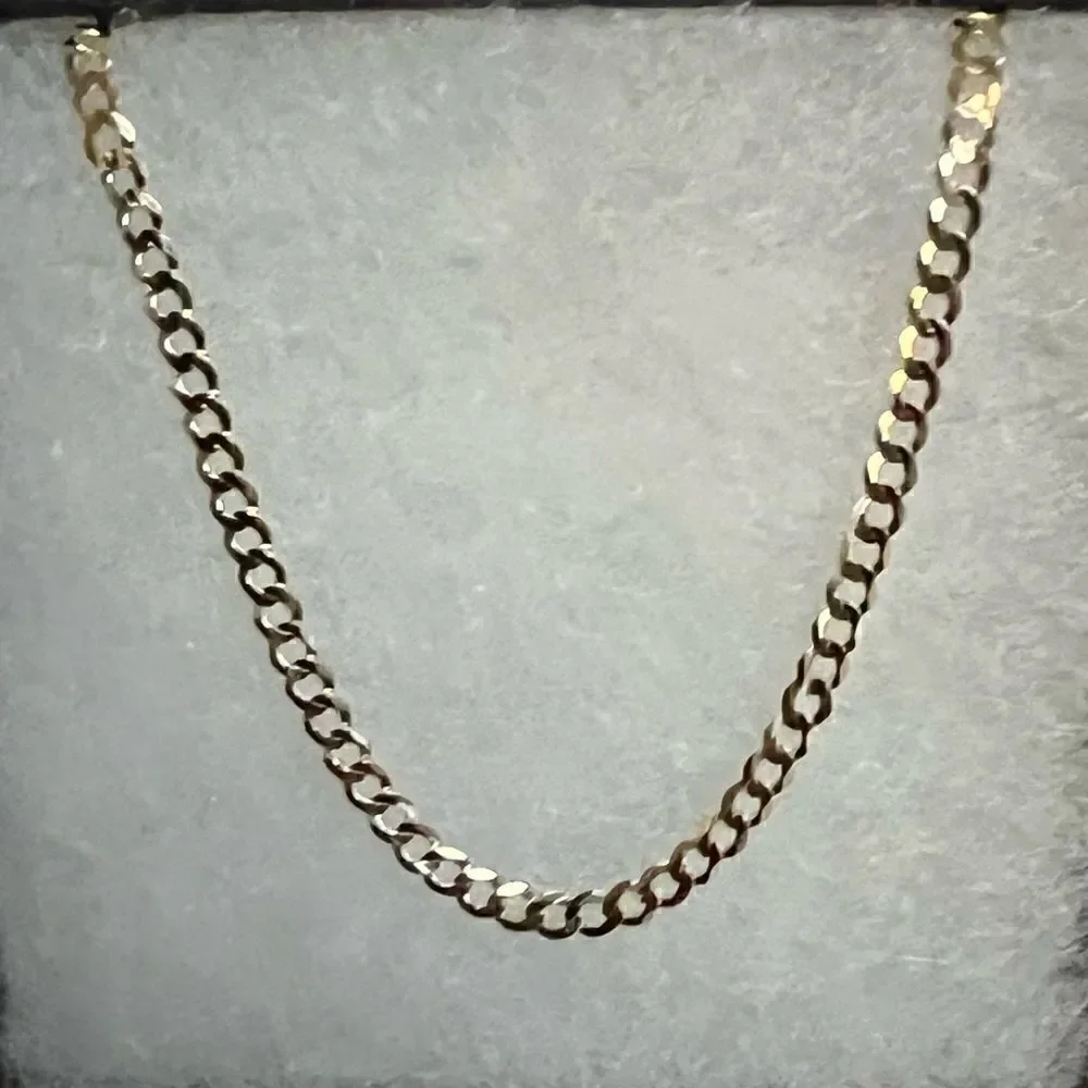 14k Solid Yellow Curb Concave cuban Chain Necklace | 3.5 mm | Real Gold Cuban |